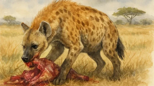 Hienas en Colombia Hiena comiendo, acuarela