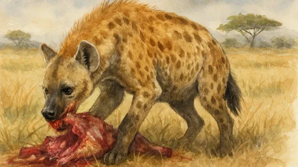 Hienas en Colombia Hiena comiendo, acuarela