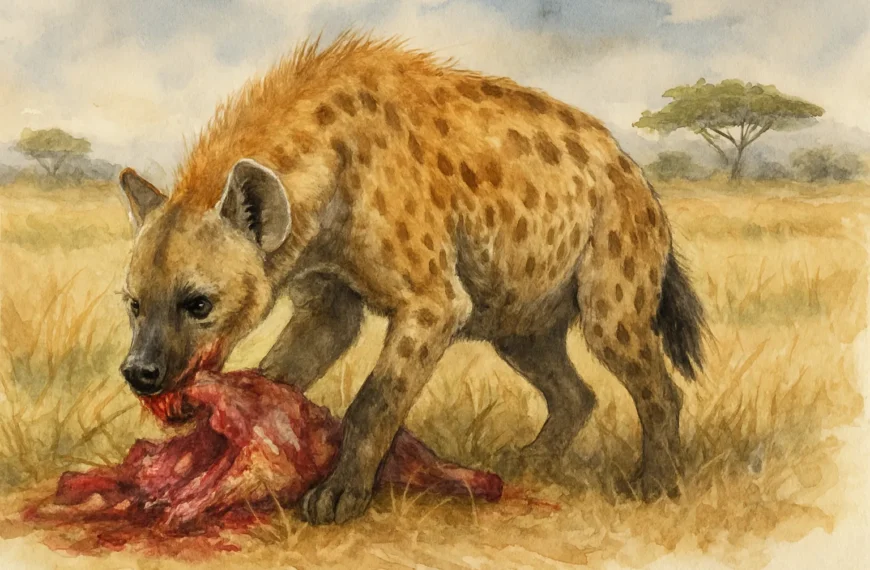 Hienas en Colombia Hiena comiendo, acuarela